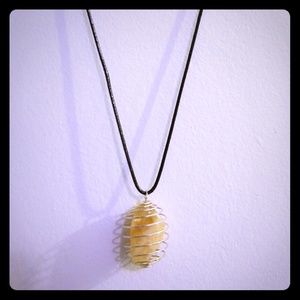 Handmade caged citrine necklace